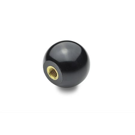 Otto Ganter Ball Knob Plastic with Bushing in Brass, DIN 319